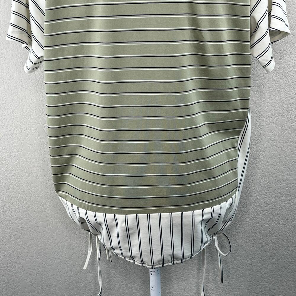 Suzanne Betro Weekend Green Stripe Side-Tie Tunic Top Short Sleeve S NWT - Picture 11 of 14